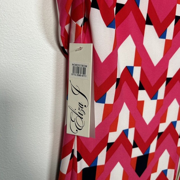 Eliza J Womens Half Sleeve Zip Up Close Lined Abstract White Day Dress Sz 6 NWT - Picture 4 of 10